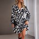 thumbnail image 5 of Vestido Vestido elegante estampado con volantes para mujer, vestido corto plisado, traje diario de estilo informal Ygjytge Negro T XL para Mujer, 5 of 7
