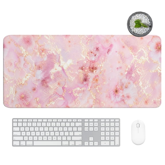 31.5x11.8 Inch Large Mouse Pad for Desk, Decorative Pink Flowers Keyboard Mat, Non-Slip Rubber Base XXL Mousepad