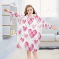 thumbnail image 5 of Wearable Blanket with Sleeves and Pocket Oversized Hooded Sweatshirt 3-14 YR Seamless Pink Heart Pattern S, 5 of 7