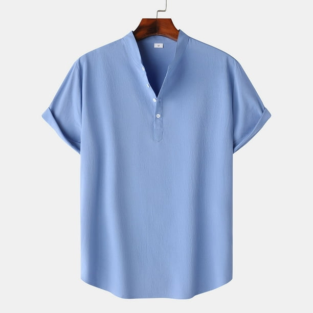 pstuiky camisetas para hombre, Camisa hawaiana informal de manga corta con cuello alto y botones para hombre ropa de hombre xl