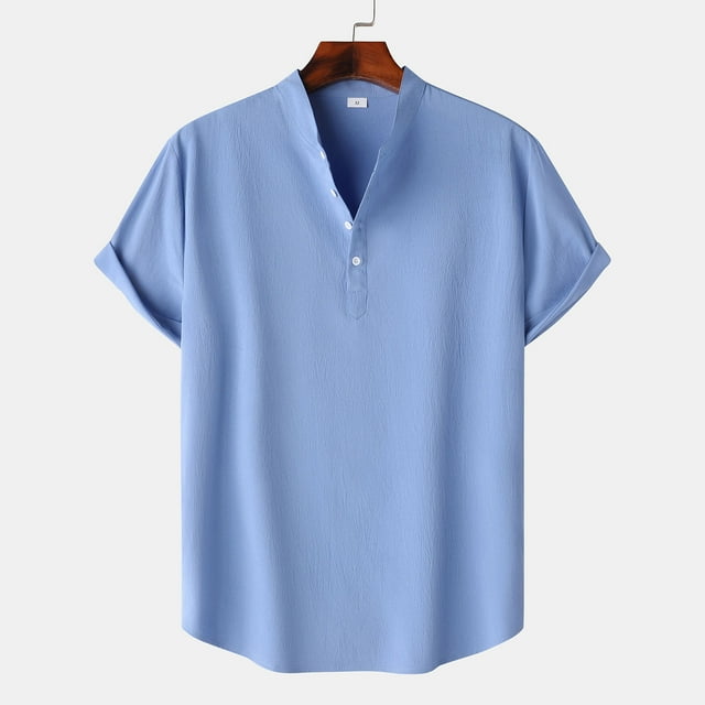 pstuiky camisetas para hombre, Camisa hawaiana informal de manga corta con cuello alto y botones para hombre ropa de hombre xl