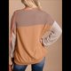 thumbnail image 5 of Moda para Mujer 2025, Camisetas Holgadas Informales de Punto con Cuello Redondo y Larga con Bloques de Color Caqui S, 5 of 10