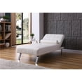 thumbnail image 2 of Button Tufted Back Convertible Chaise Lounger with Lumber Support Pillow, White Color, 2 of 4