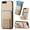 Khaki, variant on Case for iPhone 8 Plus / iPhone 7 Plus with Hidden Kickstand, Carbon Fiber Texture Wallet Case with Card Holder for iPhone 8 Plus Magnetic Car Mount Shockproof Military Grade Protection Cover, Blue