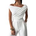 thumbnail image 2 of Top Corto de Verano con Hombros Descubiertos para Mujer, , Sin Mangas, con un Solo Hombro Fruncido, Estilo Y2K, para Salir M, 2 of 7