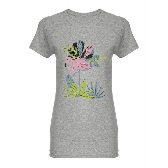 Flamingo With Palm Leaves Shaped T-Shirt Women -Image by Shutterstock, Female x-Large