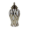 thumbnail image 3 of Jarrón de jengibre de porcelana, jarrón de jengibre de cerámica con tapa, decoración artesanal de porcelana Oro blanco medio, 3 of 9