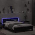 Bed frame with headboard LED lighting Black 135x190 cm