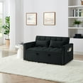 thumbnail image 3 of 54.33" Convertible Sleeper Sofa Bed, 3 in 1 Convertible Sleeper Couch with Pull-Out Bed and Adjustable Back, Velvet Loveseat Sleeper Sofa  for Living Room, Bedroom, Black, 3 of 7