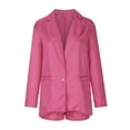thumbnail image 2 of Women Suit Sets for Women Zpanxa 2 Piece Outfits for Women, Long Sleeve Solid Color Blazer with Pockets Shorts Suit Sets, Open Front Blazer and Short Pants Suit Sets Hot Pink A 3XL, 2 of 4