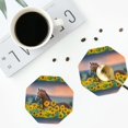 thumbnail image 5 of Disketp Horse Sunflowers Funny Coasters,4 Pcs Leather Coasters With Holder, Perfect Housewarming Hostess Gifts,Protect Furniture From Water Marks Scratch And Damage, 5 of 9