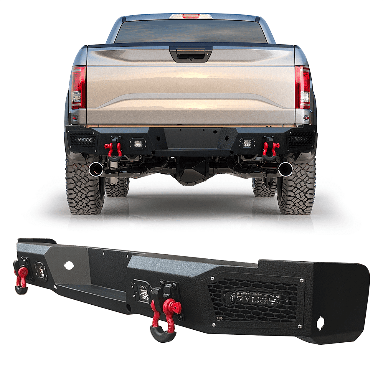 Ronghui for 2004-2008 Ford F-150 New Rear Bumper Black with Spotlights ...