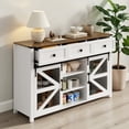 thumbnail image 2 of Hassch Sideboard Buffet Cabinet, Storage Cabinet with Sliding Bar Doors and Adjustable Shelves, 55" Coffee Bar Cabinet with 3 Drawers for Living Room, Dining Room, Hallway, White, 2 of 10