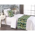 thumbnail image 2 of Watercolor Bed Runner Set, Falling Leaves of Autumn Season Misty Gradient Colored Backdrop, Decorative Bedding Scarf & a Pillow Sham for Hotels Homes, Twin, Dark Teal and Pastel Yellow, by Ambesonne, 2 of 3