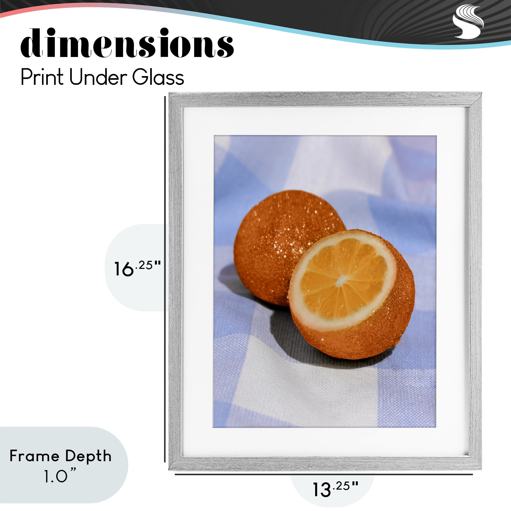 Stupell Industries Glimmer Orange on Blue Gray Framed Print Under Glass, design by LISH Creative
