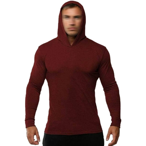 MAWCLOS Men Hooded Sweatshirts Long Sleeve T Shirt Plain Hoodies