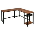 thumbnail image 4 of Hassch Modern L-Shaped Computer Desk with Storage Shelves, Corner Table for Home Office, Brown, 4 of 8
