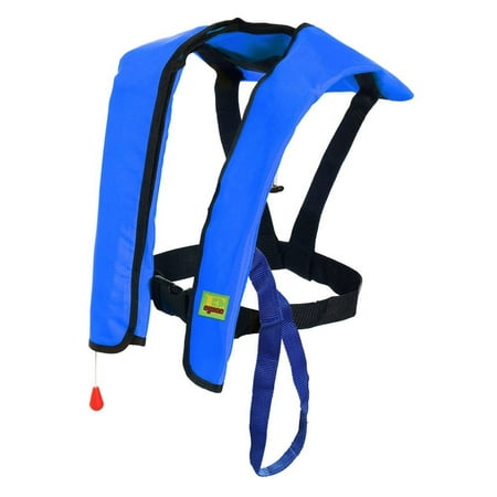 Lifesaving Pro® Automatic / Manual Inflatable Life Jacket Lifejacket PFD Floating Life Vest Inflate Survival Aid Lifesaving PFD Basic Blue (Best Inflatable Life Jackets For Adults)