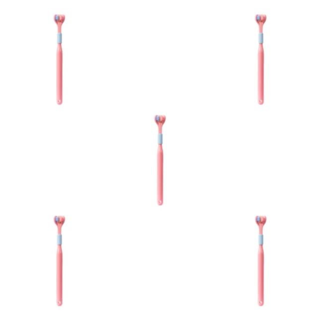 relayinert Macaron Color Toothbrush Vibrant And Stylish Plastic Three Head Toothbrush For Cleaning 418 Girl Pink Adult 5Set