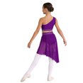 thumbnail image 7 of Aislor Girls Lyrical Dancewear Shiny Rhinestones Crop Top with Skirted Leotard 2-Piece Ballet Dance Outfits Purple 10, 7 of 7