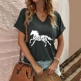 thumbnail image 6 of ALLLIST Women's Tops V Neck Holiday Short Sleeve T-Shirts Animal Print Trendy Gray Shirts Womens Clothing, 6 of 6