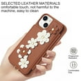 thumbnail image 6 of for iPhone 15 6.1-inch Crossbody Wallet Case, Women Flip Cover Flower Design PU Leather Kickstand Card Holder Slots Wrist Strap Lanyard Purse Phone Case for iPhone 15, Brown, 6 of 9