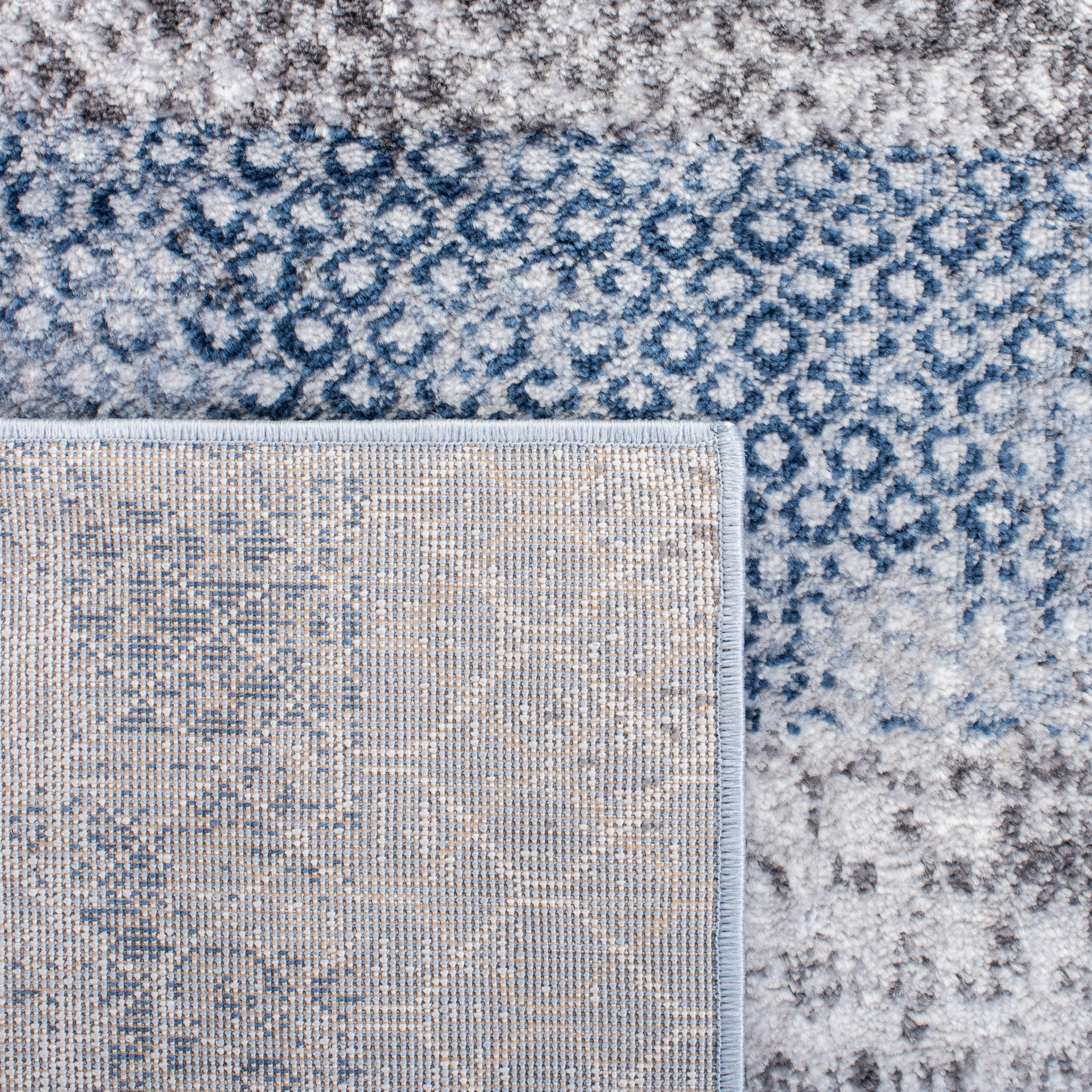 SAFAVIEH Amelia Manuel Geometric Runner Rug, Navy/Gray, 2'2" x 8'