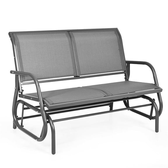 Pemberly Row Patio Swing Glider Bench Loveseat Rocking Chair Gray