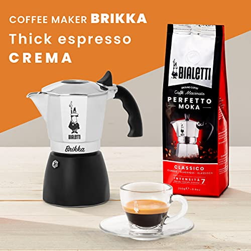  Bialetti - New Brikka, Moka Pot, the Only Stovetop Coffee Maker  Capable of Producing a Crema-Rich Espresso, 4 Cups (5,7 Oz), Aluminum and  Black: Home & Kitchen