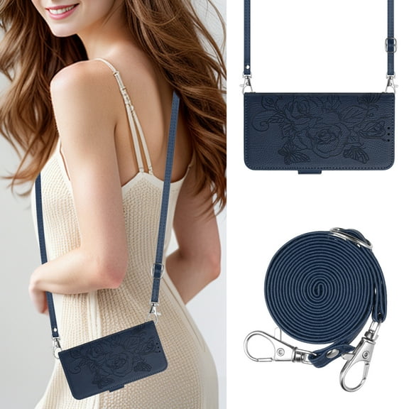 Allytechgroup for Google Pixel 10 /10 Pro Case with Credit Card Slot, Built-in Shoulder Strap RFID Blocking PU Leather Flip Wallet Case Shockproof Back Cover for Google Pixel 10 /10 Pro, Darkblue