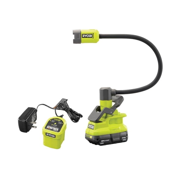 Ryobi 18V Cordless Flexible LED Clamp Light Kit with 1.5 Ah Battery and Charger