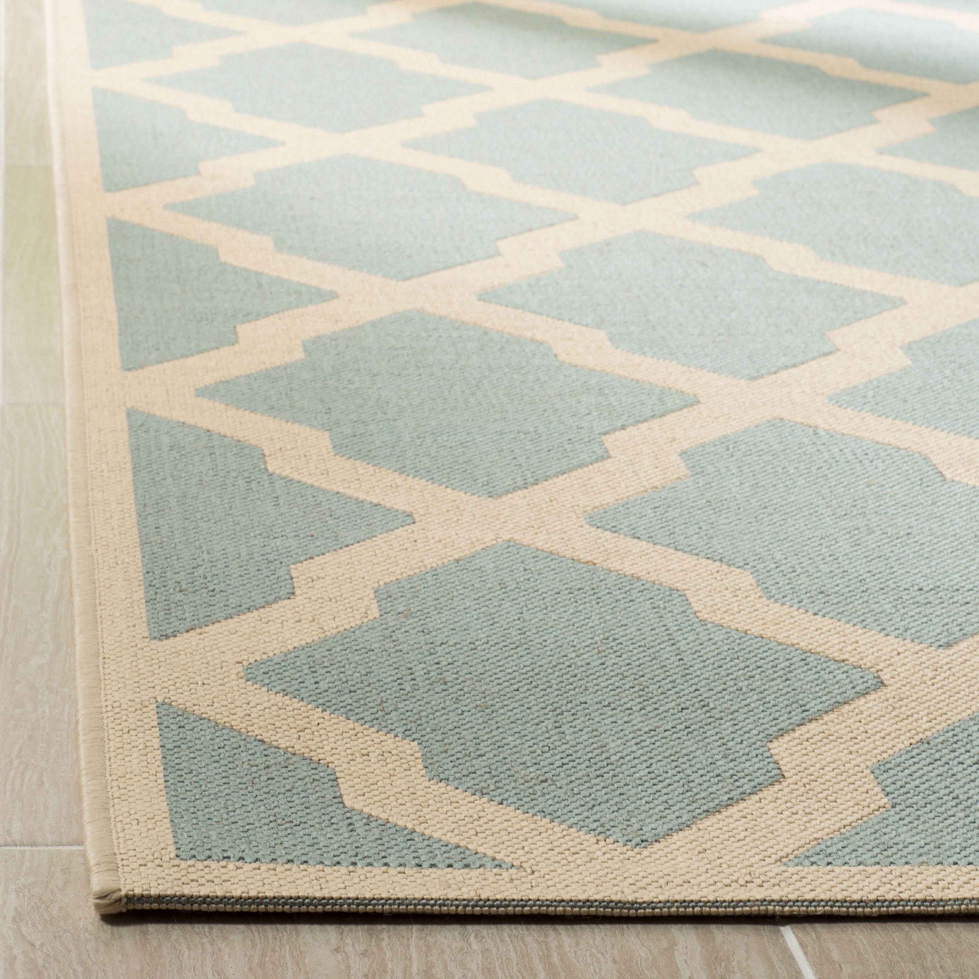 Safavieh Linden Gamal Geometric Indoor/Outdoor Area Rug, Aqua/Cream, 8' x 10'