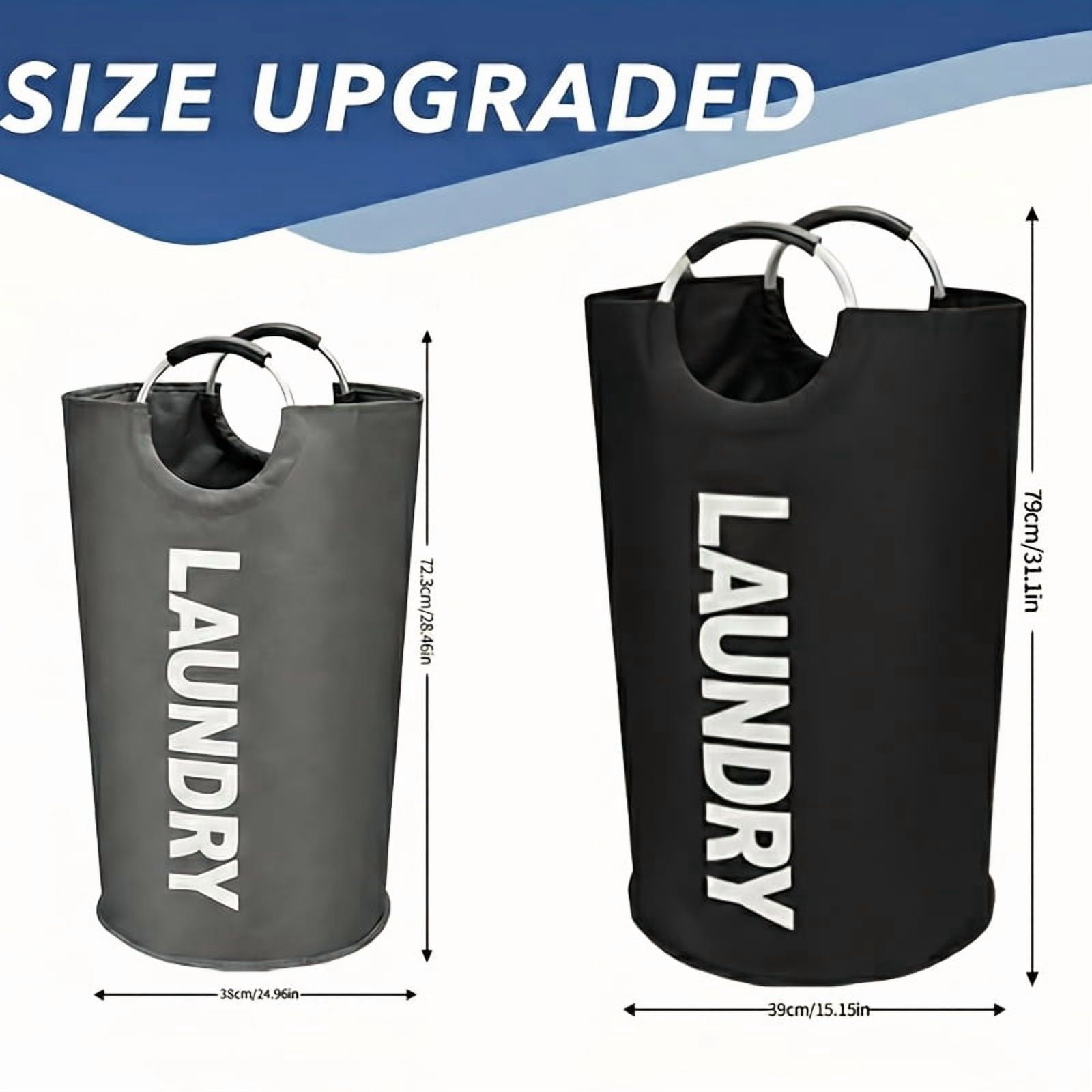 90L Laundry Basket, 2pcs Large Laundry Basket Foldable, Elevated, High Quality With Half Ring Handle Design