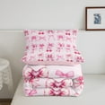thumbnail image 4 of Pink Cherry Bow Queen Comforter&nbsp;Set Cute Silk Ribbon Bowknot Bedding Sets,Princess Bow Tie Bed Set Dreamy Kawaii Duvet Insert,Girly Light Pink Room Decor Aesthetic, 4 of 6