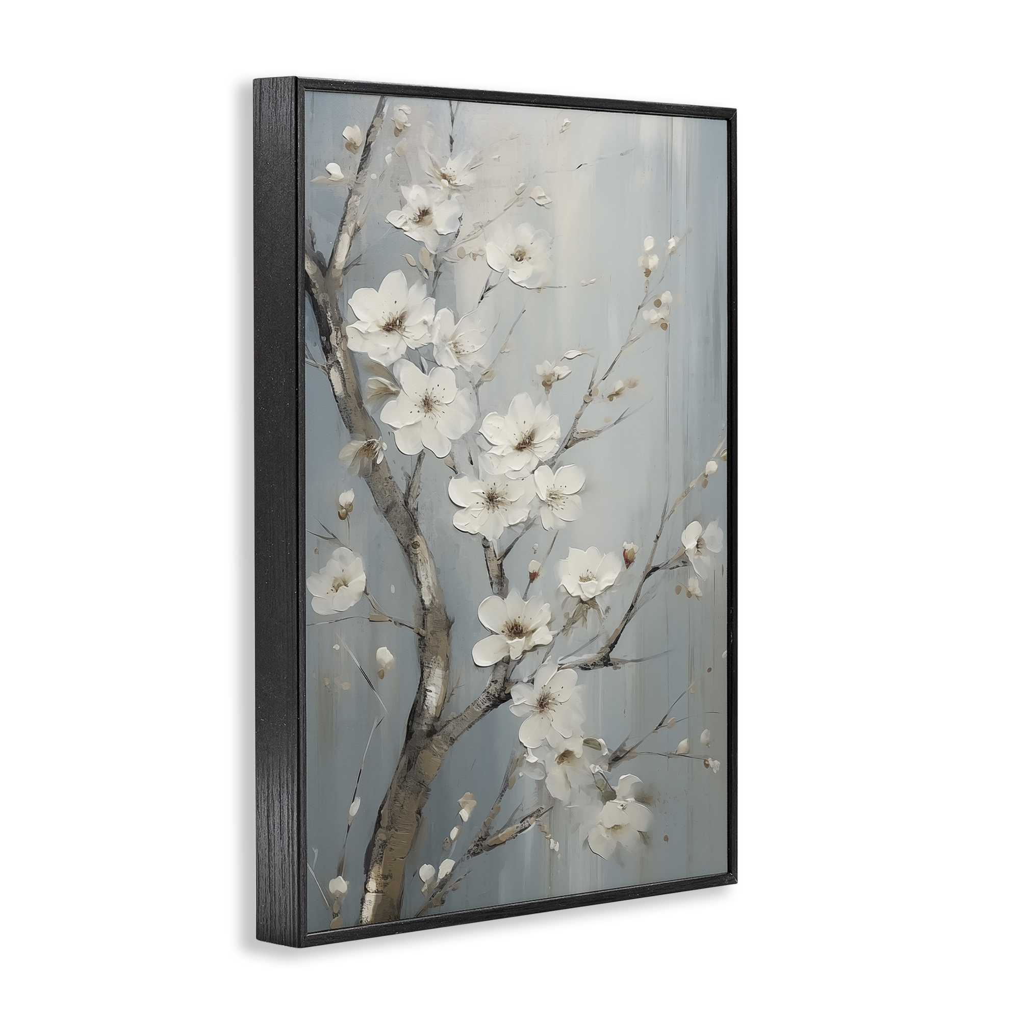 Stupell Industries White Cherry Blossoms Botanical & Floral Painting Black Framed Art Print Wall Art, 20 x 30