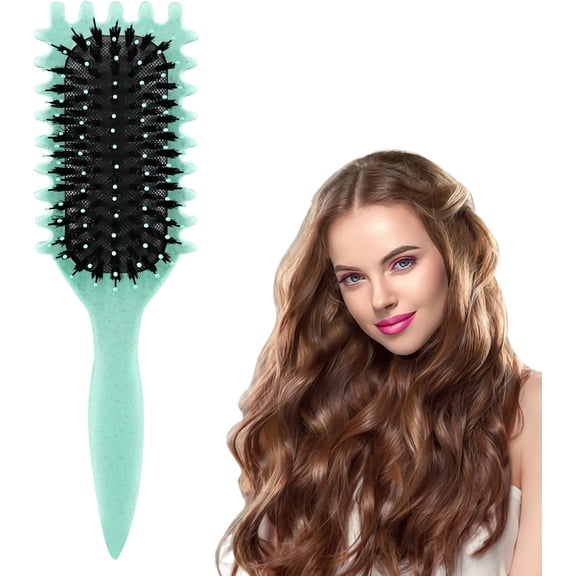 Bounce Curl Brush, Multifunctional Curl Brush, Define Styling Brush, Green Curl Defining Brush, Curly Hair Brush for Styling