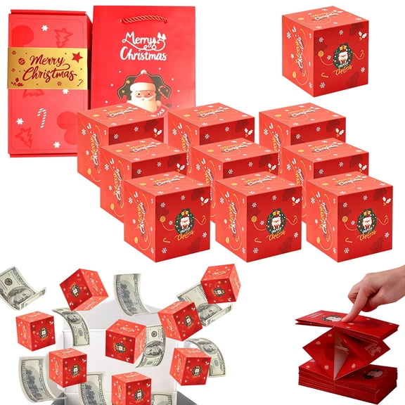 Clearance Christmas Explosion Gift Box, Pop Up Folding Surprise Box with Bouncing Cards for Holiday(B)