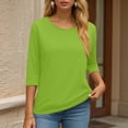 thumbnail image 6 of Towmus Womens Tops 3/4 Sleeve Solid Color Crew Neck T Shirt Oversized Casual Women Blouse Business Work Summer Dresses S-3XL Under $6, 6 of 6