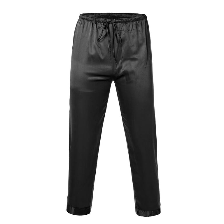 SHCKE Men s Silk Pajama Pants Soft Satin Long PJ Bottoms Lounge Sleep Pants with Drawstring Walmart