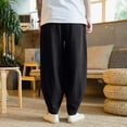 thumbnail image 3 of Zimjoy Big and Tall Men's Casual Pants Summer Cotton Linen Wide Leg Trousers Lightweight Breathable Lounge Pants, Black 2XL, 3 of 5