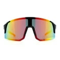 thumbnail image 4 of Color Mirror Polarized Wrap Sport Oversized Shield Rimless Plastic Sunglasses Black Red - Orange Mirror, 4 of 8
