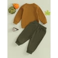 thumbnail image 4 of Liacowi Toddler Baby Boy Thanksgiving Clothes Letter Pie Print Long Sleeve Pullover Eltic Waist Pants 2Pcs Warm Outfit 0-3T, 4 of 9