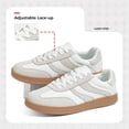 thumbnail image 6 of LUCKY STEP Womens Retro Suede Sneakers Gum Sole Low-Top Casual Shoes,White&Grey, 6 of 9