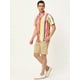 thumbnail image 4 of INSPIRE CHIC Camisas de bloque de color con cierre de botones y mangas cortas con estampado de rayas de verano para hombre Rojo amarillo XL, 4 of 6