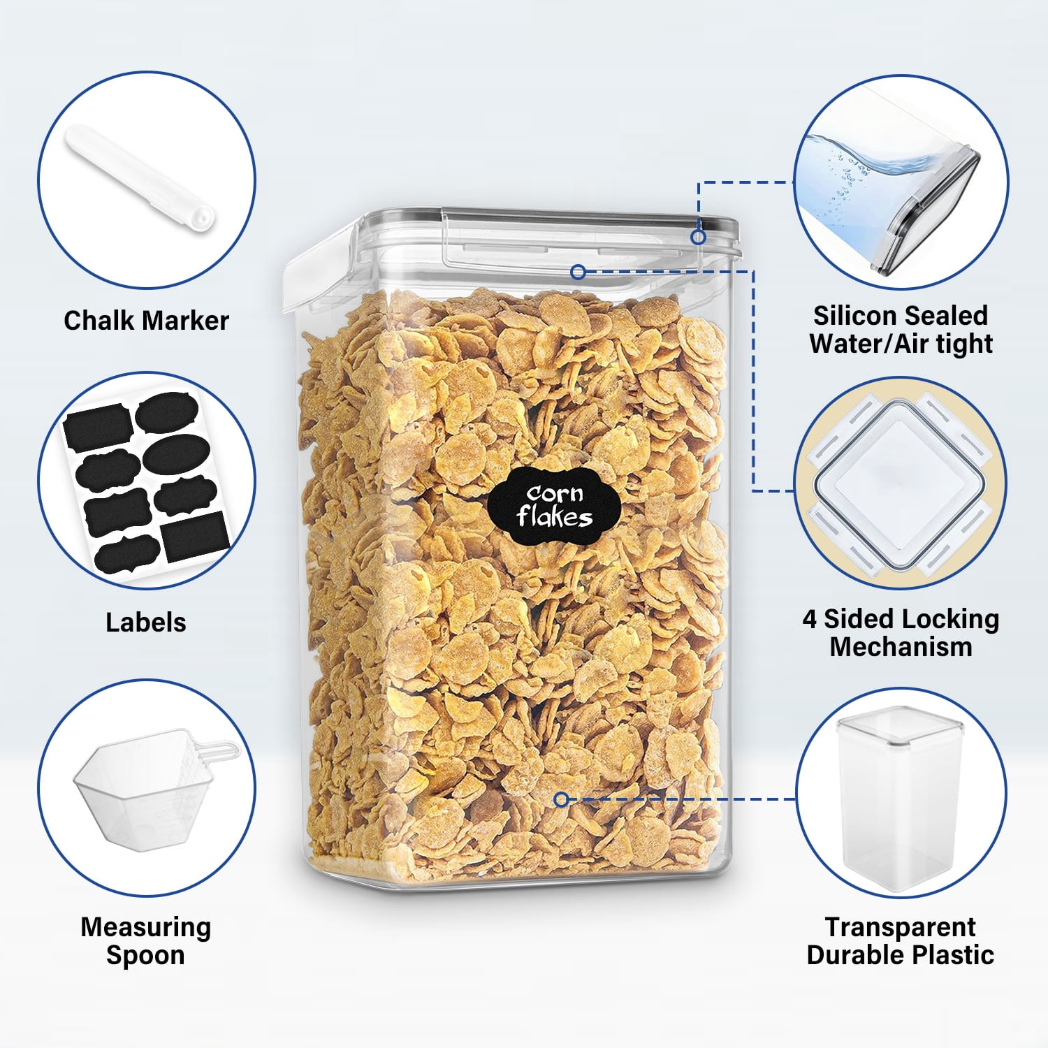 Stelive 2-Piece Extra Large Food Storage Containers (6.5L/Each) Airtight Pantry Storage Containers Organiser Dry Food Canisters Plastic Leak-proof Canisters for Home & Kitchen with Labels & Pen