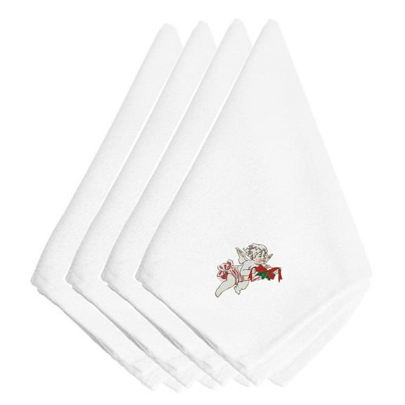 Carolines Treasures EMBT2416NPKE Christmas Cherub Ribbon Embroidered Napkins (Set of 4), 20", Multicolor