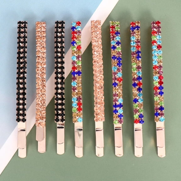 WRITWAA 8 Pcs Crystal Adorned Mini Hair Barrettes Hair Accessory for Women Daily Use Multi