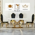 thumbnail image 5 of 70" Marble Dining Table for 6-8 People, Modern Rectangle Faux Marble Kitchen Table with Mirrored Finish Stainless Steel Base, Dining Room Table for Home, Kitchen, Apartment (Style 1: Gray & Gold), 5 of 7