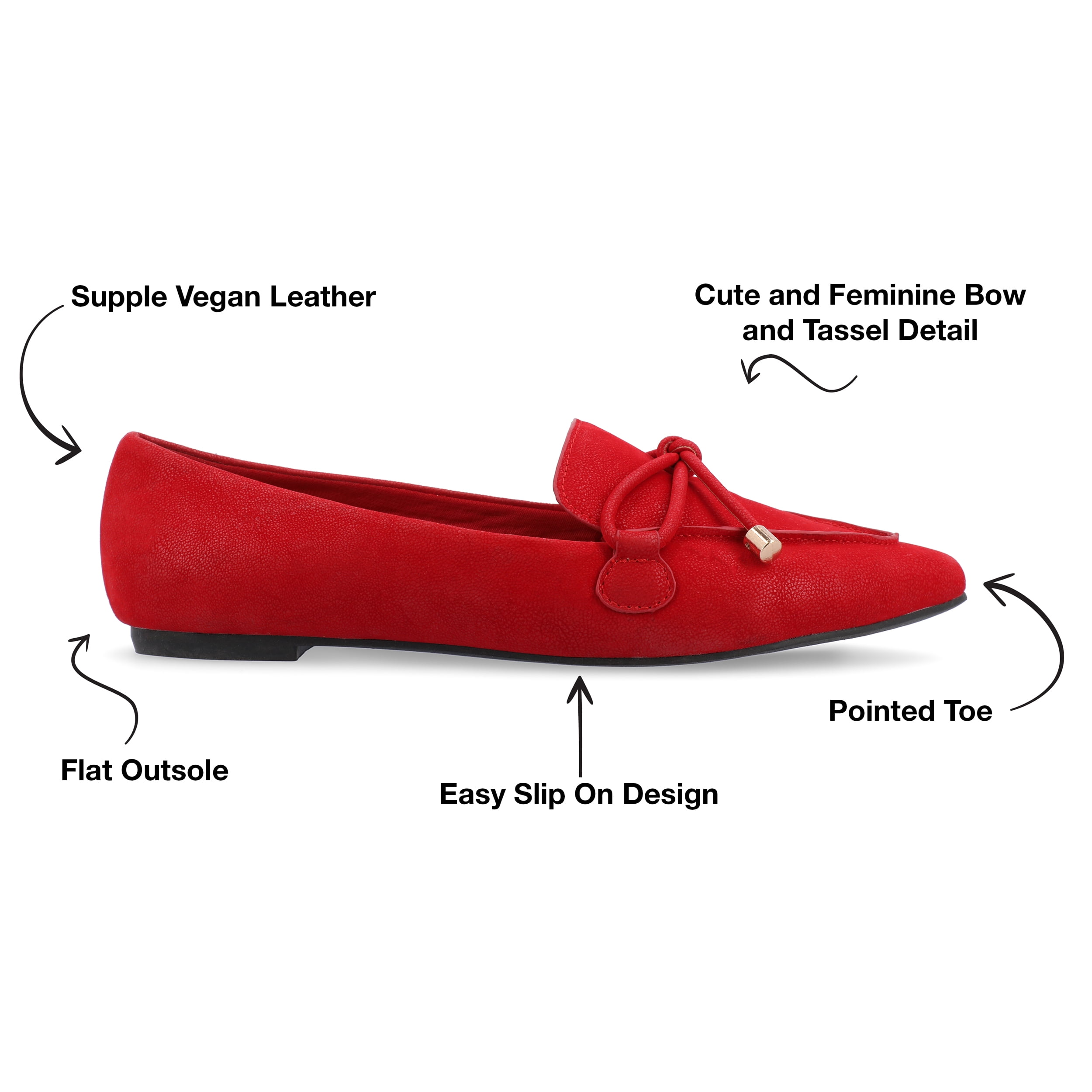 Journee Womens Muriel Narrow Width Slip On Pointed Toe Loafer Flats