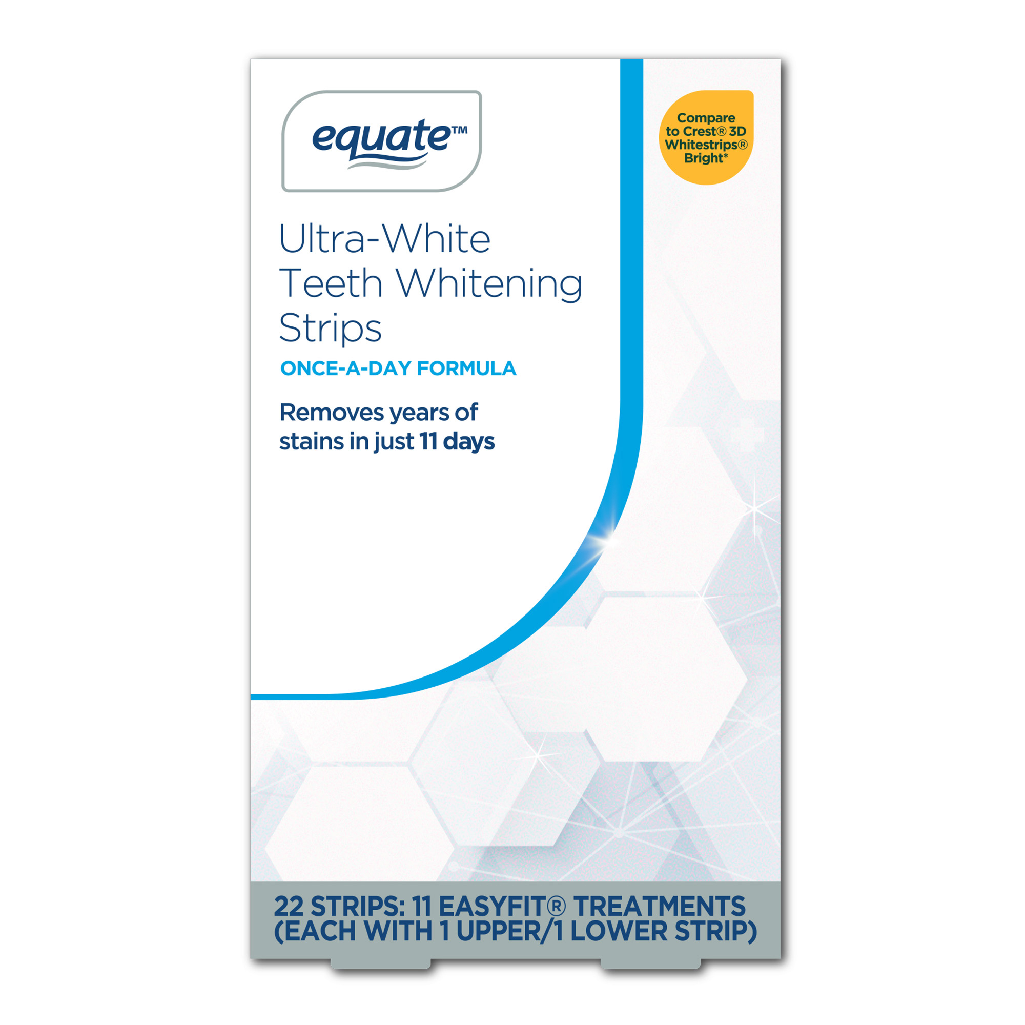 Equate Ultra White 11 Day Teeth Whitening Strips, 22 Count